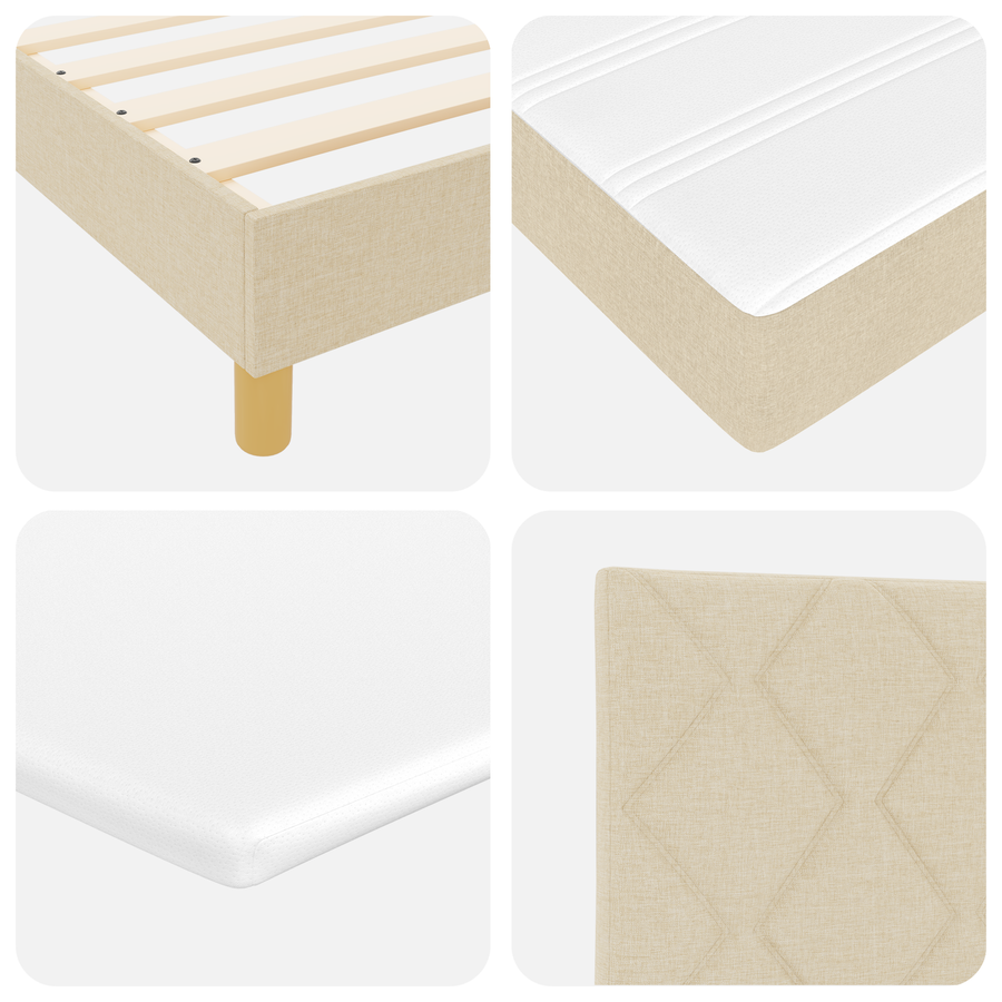 Boxspringbed met matras stof crèmekleurig 200x200 cm