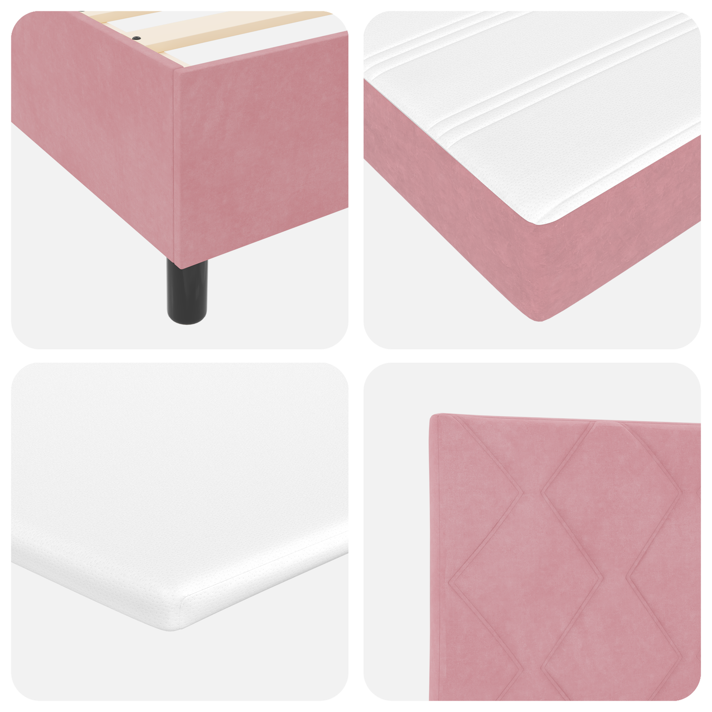 Boxspringbed met matras fluweel roze 160x200 cm