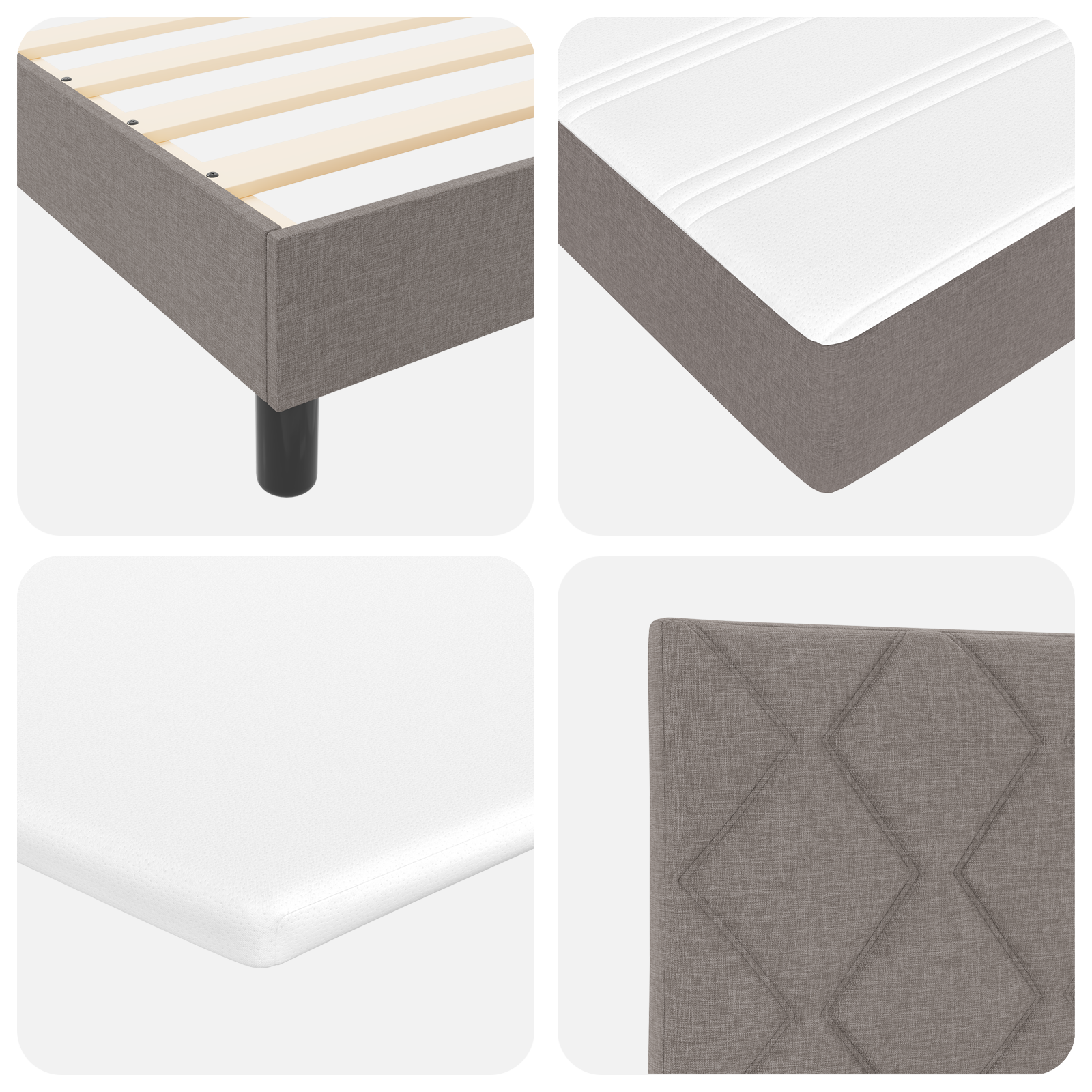 Boxspringbed met matras stof taupe 160x200 cm