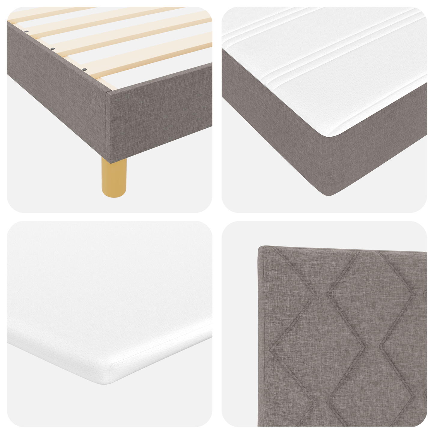 Boxspringbed met matras stof taupe 160x200 cm