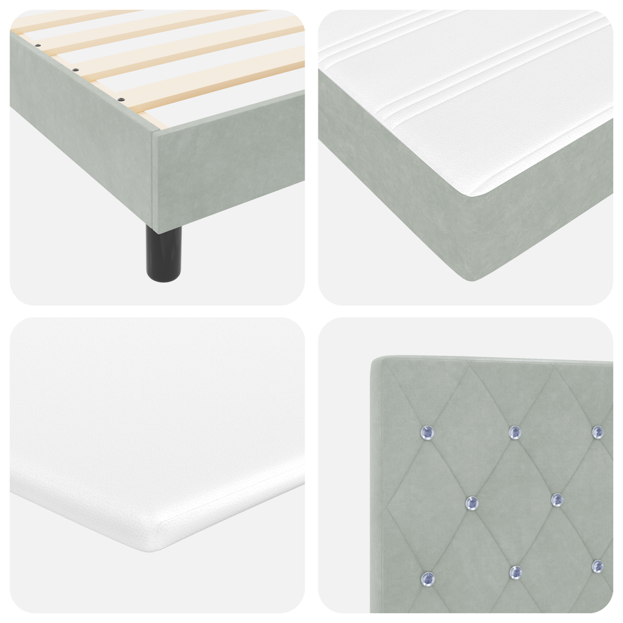 Boxspringbed met matras fluweel lichtgrijs 160x200 cm