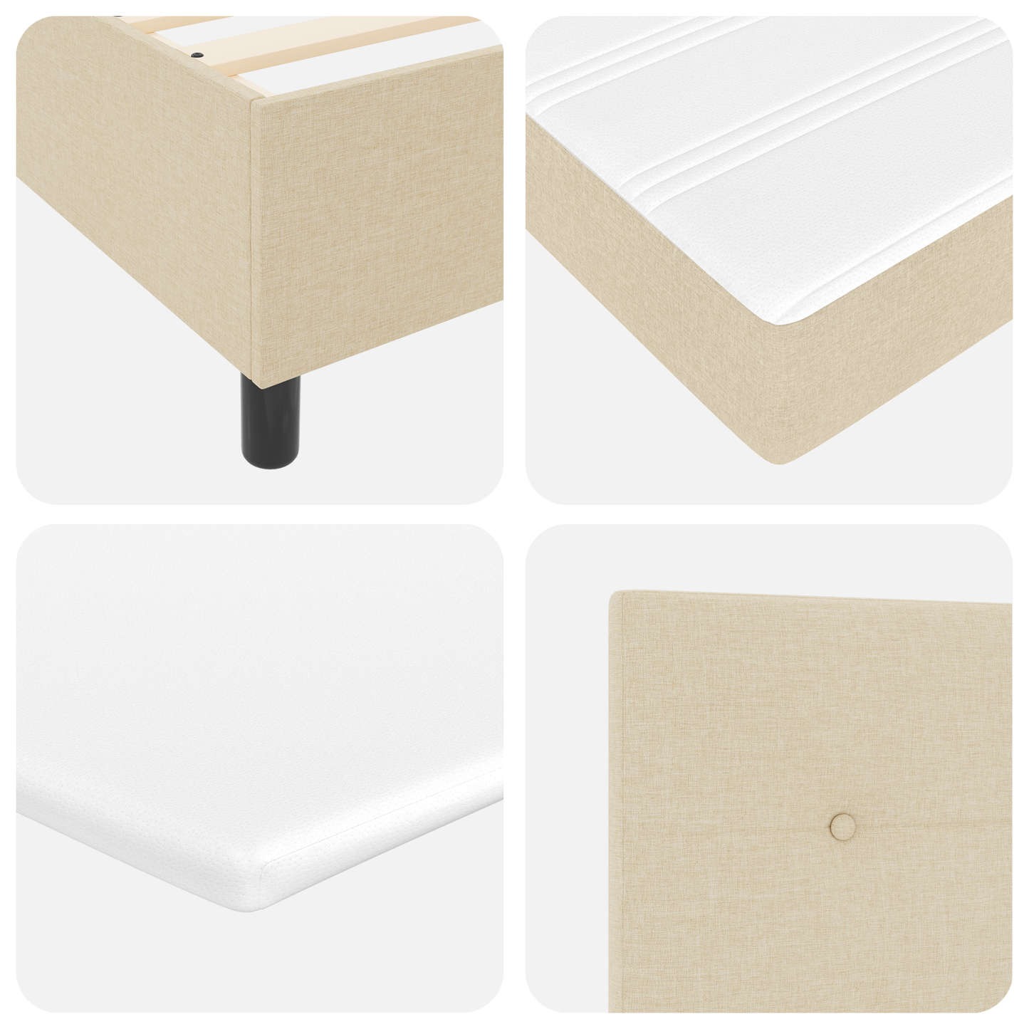 Boxspringbed met matras stof crèmekleurig 200x200 cm