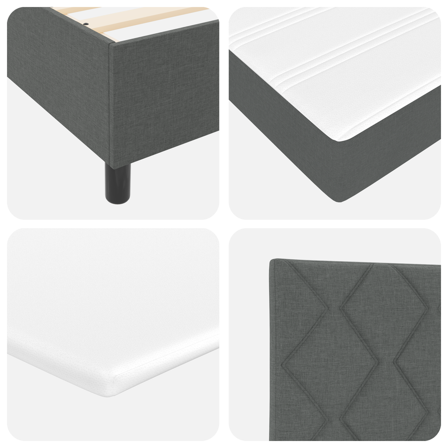 Boxspringbed met matras stof donkergrijs 100x200 cm