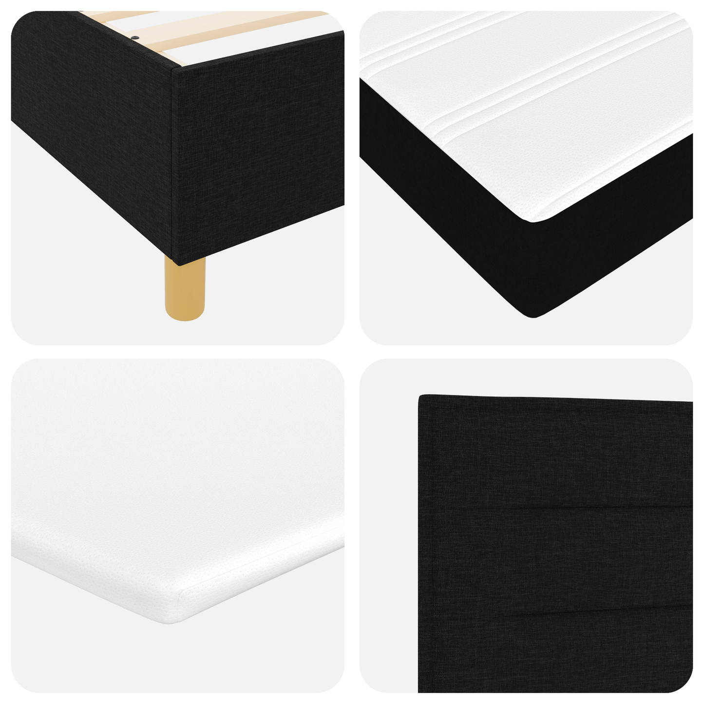Boxspringbed met matras stof zwart 140x200 cm