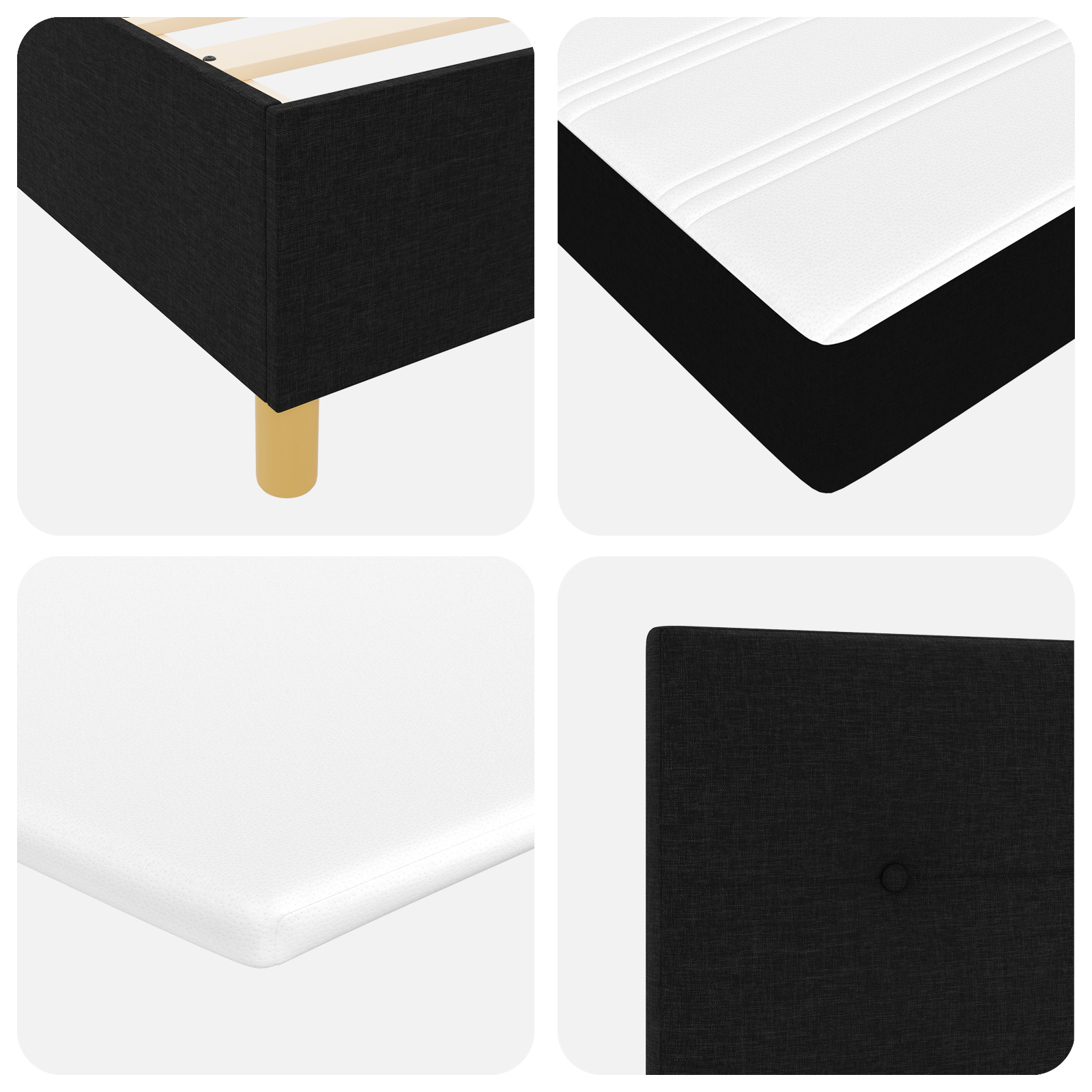 Boxspringbed met matras stof zwart 180x200 cm