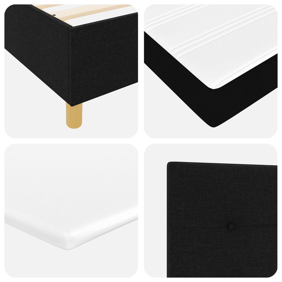 Boxspringbed met matras stof zwart 180x200 cm