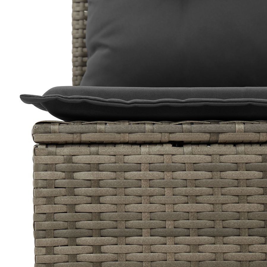 4-delige Tuinbankenset met kussens poly rattan grijs
