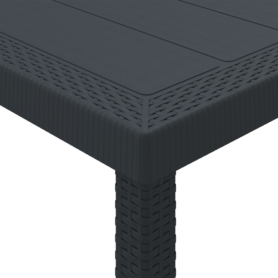 Tuintafel 250x100x73 cm poly rattan antraciet