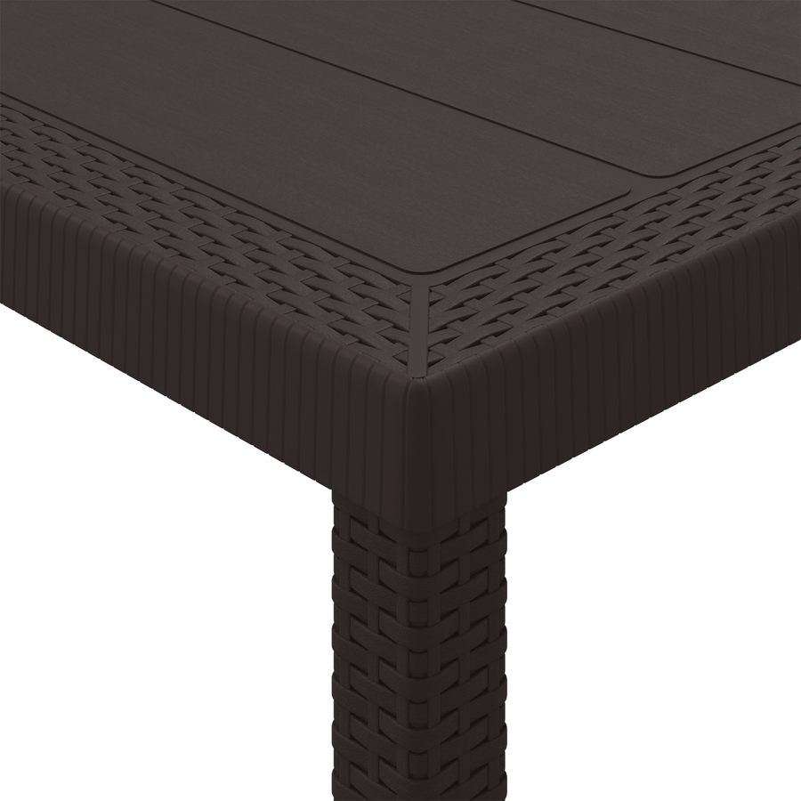 Tuintafel 350x100x73 cm poly rattan bruin