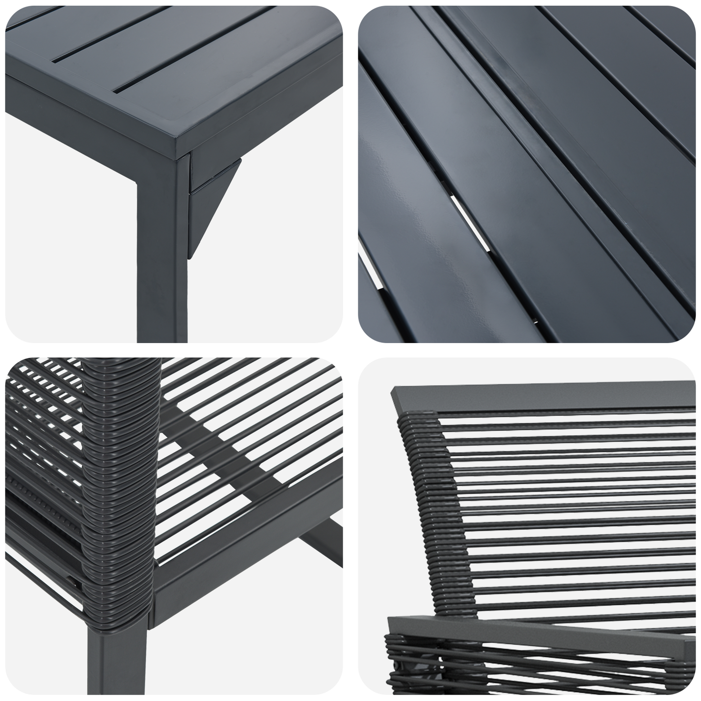 Tuin eettafelset 9 pcs Zwart poly rattan