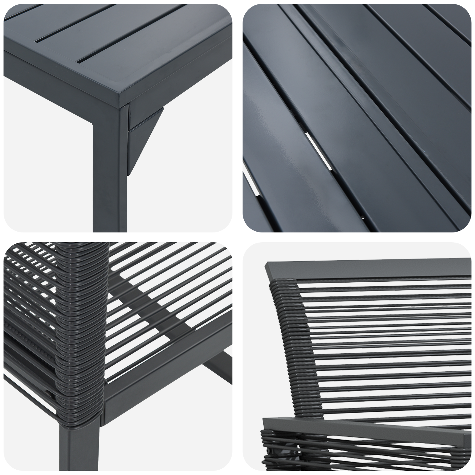 Tuin eettafelset 9 pcs Zwart poly rattan