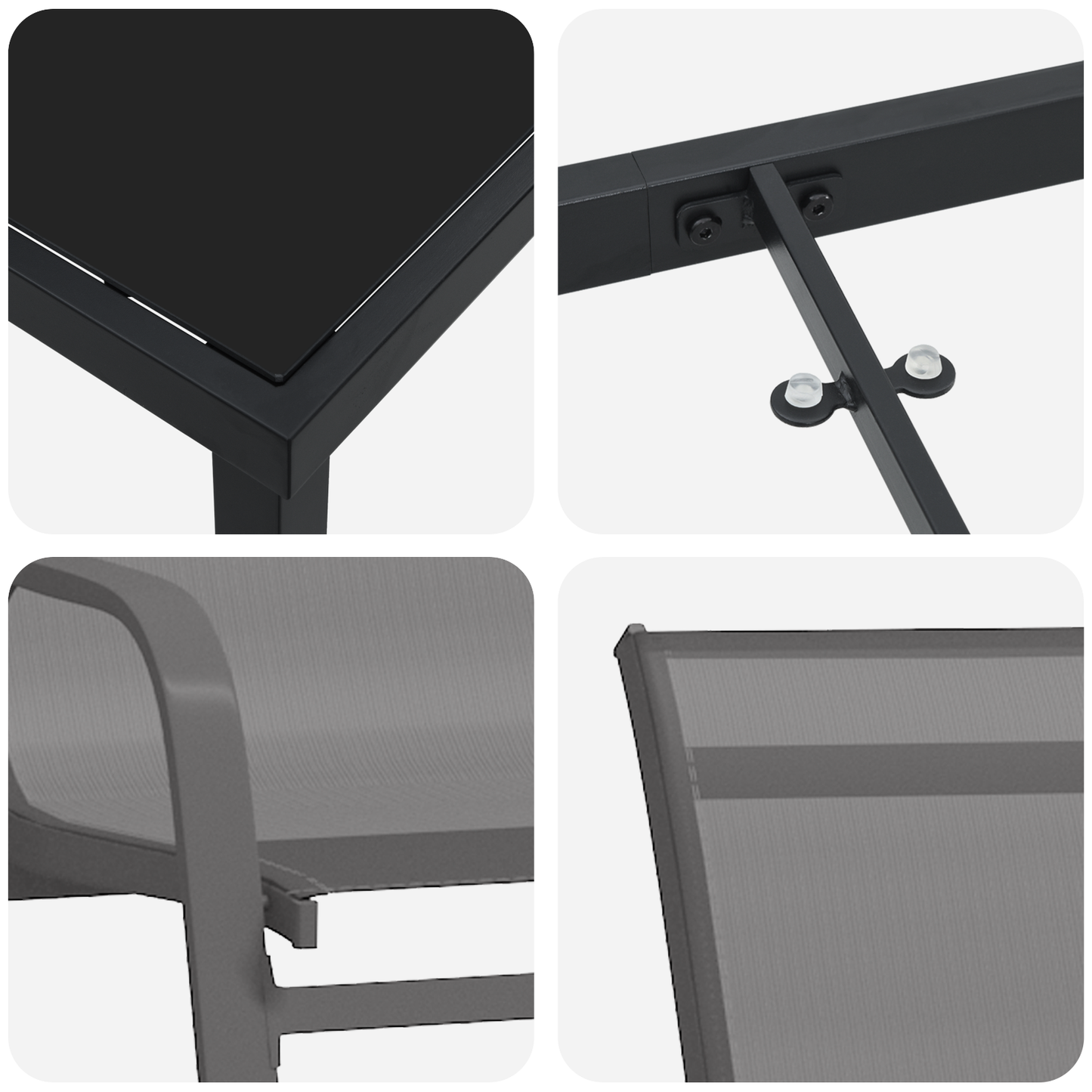 5-delige Tuinset textileen en staal grijs