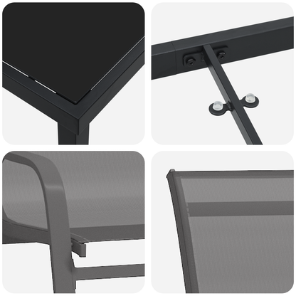 5-delige Tuinset textileen en staal grijs