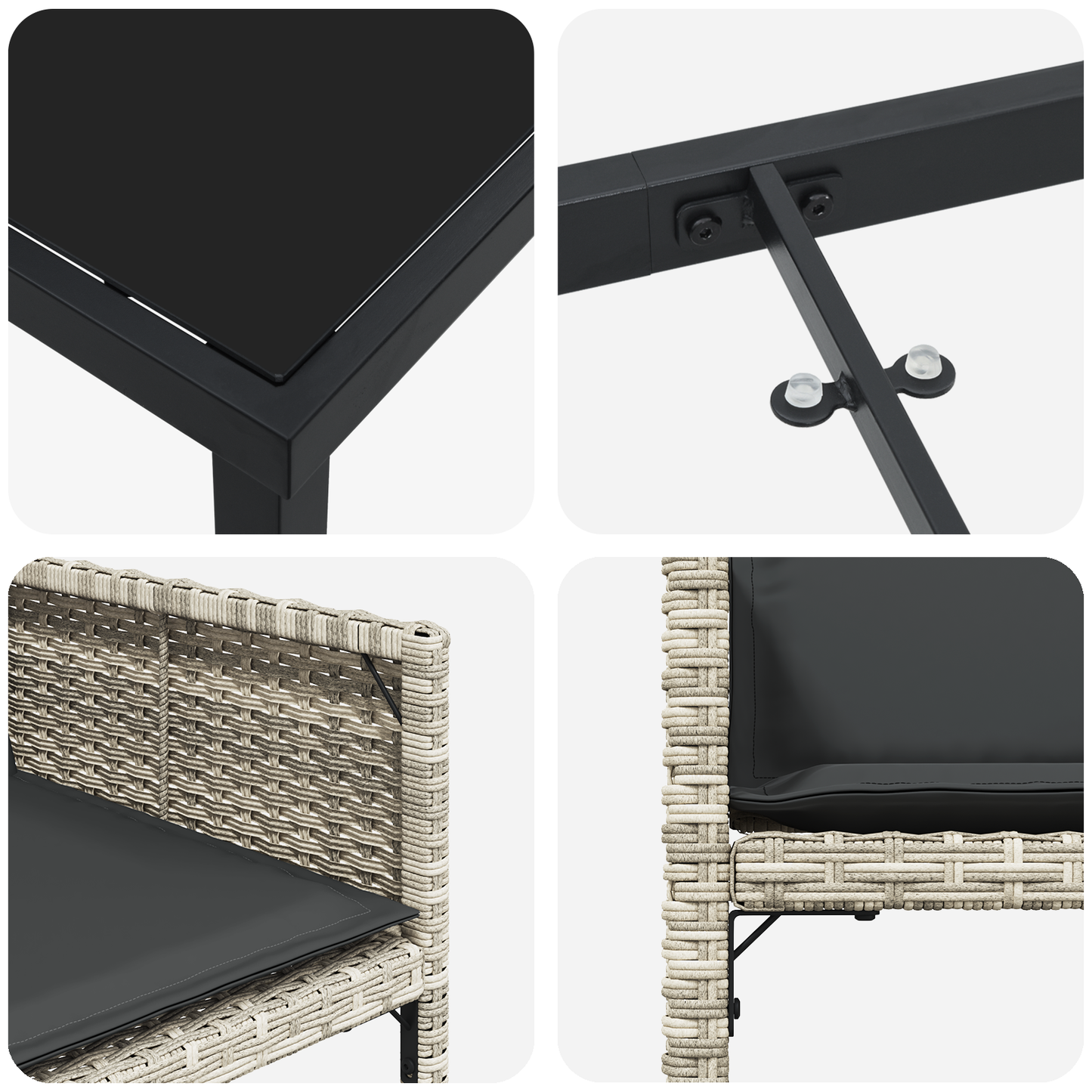 5-delige tuinset met kussens in lichtgrijs poly rattan