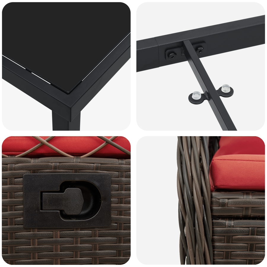 3-delige Tuin Eetset Bruin Poly Rattan