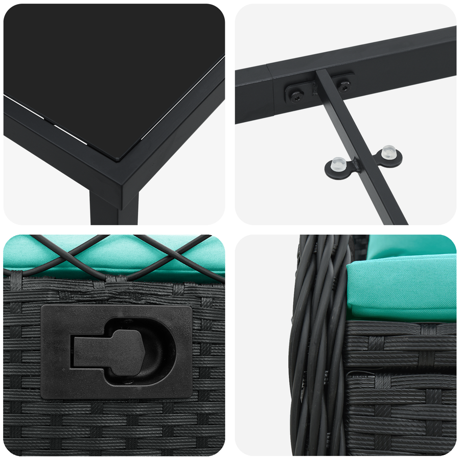 5-delige Tuin Eetset Zwart Poly Rattan