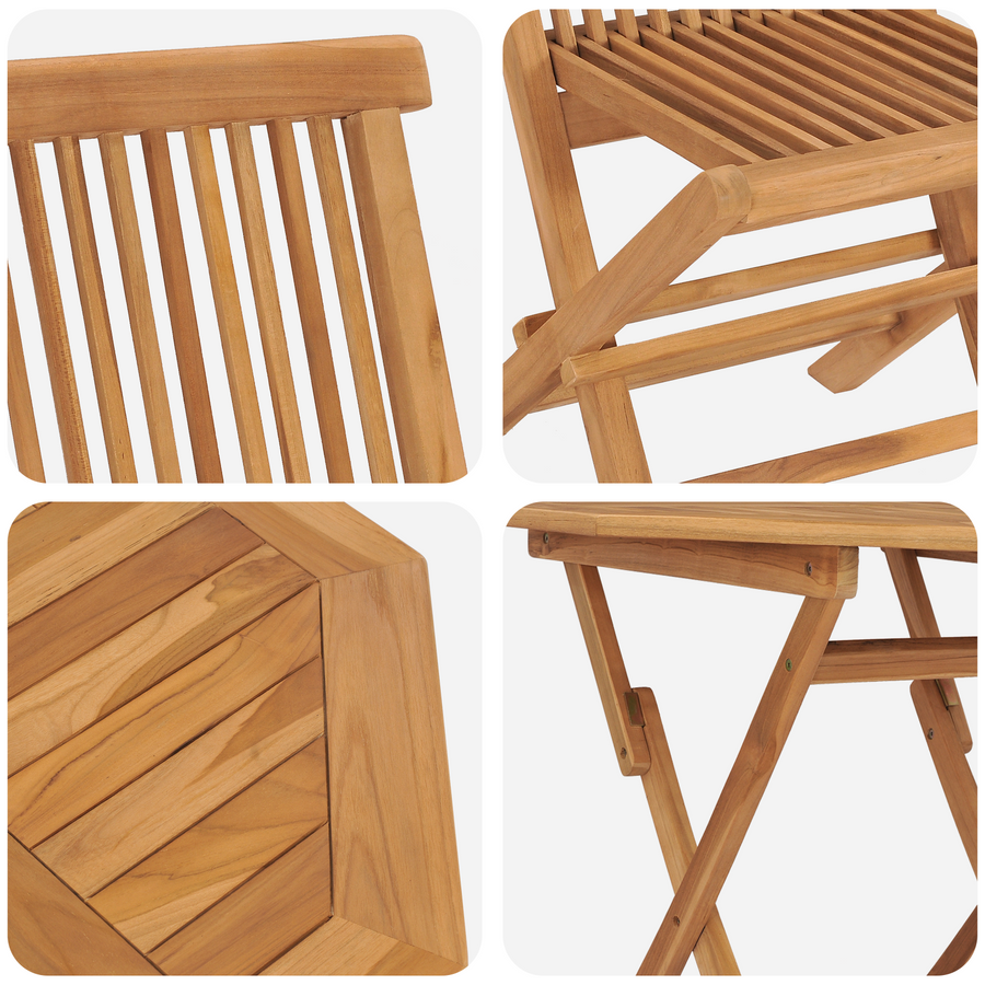 3-delige vouwbare bistro set massief hout teakhout
