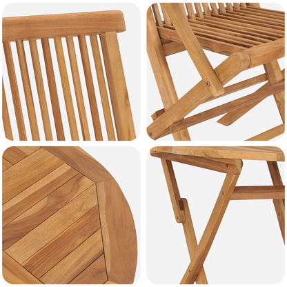 3-delige Inklapbare Tuin Bistro Set Massief Hout Acacia