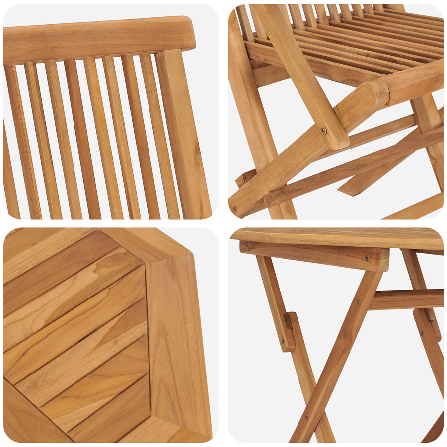 3-delige Opvouwbare Tuin Bistro Set van Massief Acaciahout