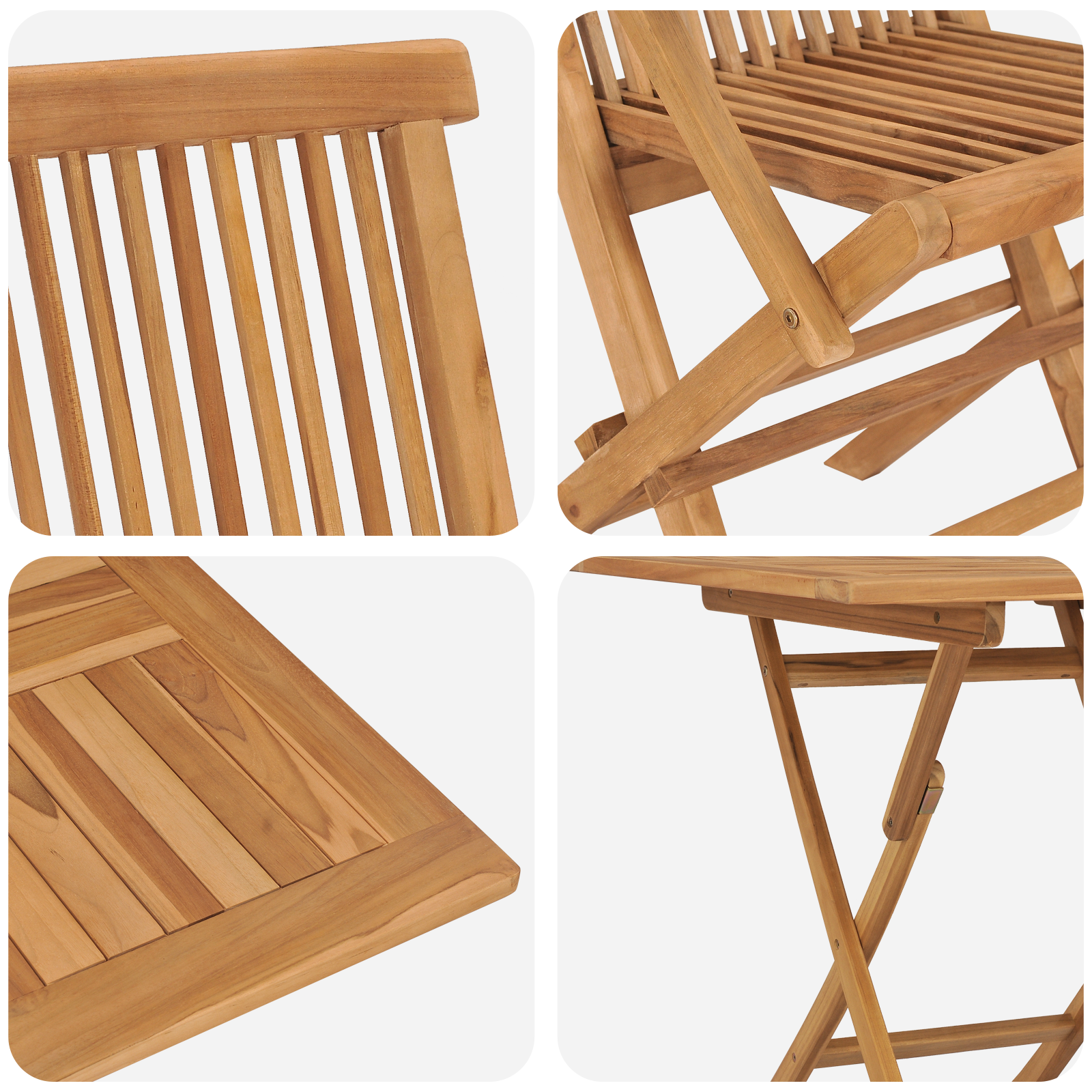 3-Delige Inklapbare Tuin Bistro Set Massief Hout Acacia
