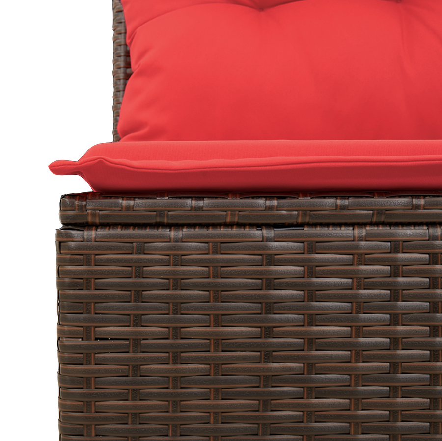 Tuinbank met kussens 2-zits poly rattan bruin