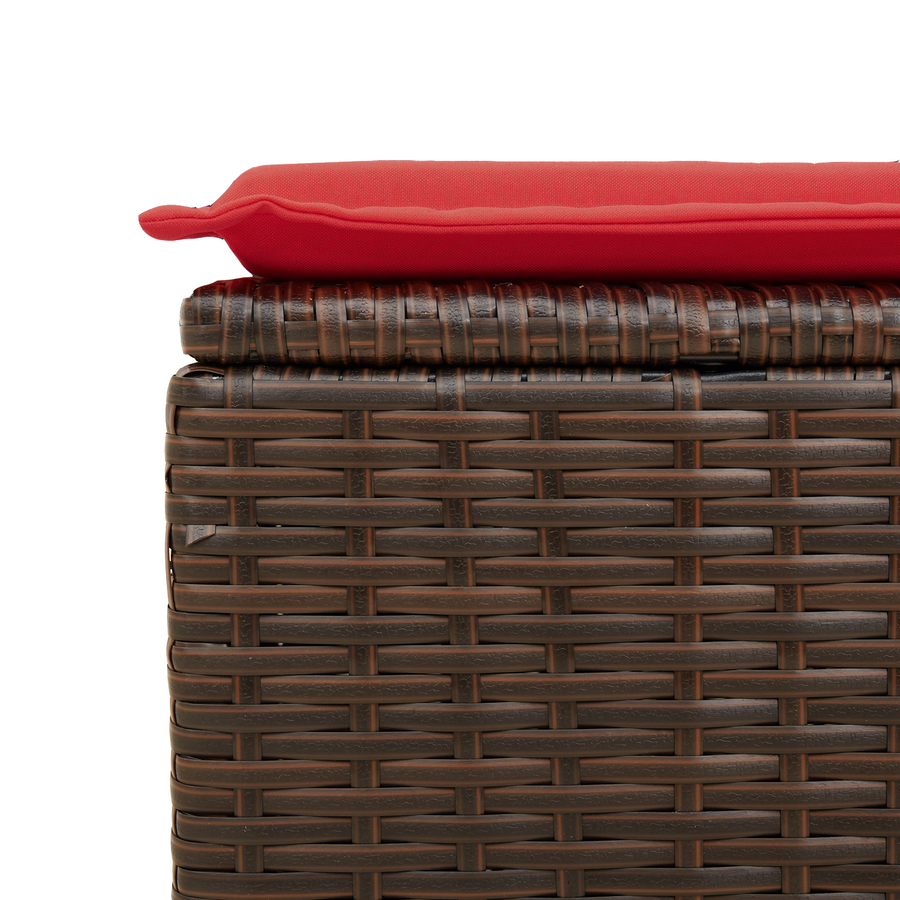 Tuinkruk met kussen 55x55x37 cm poly rattan bruin