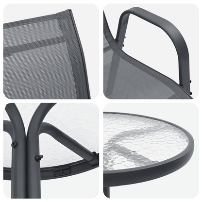 3-delige Bistro Set voor de Tuin in Anthraciet Textilene en Staal