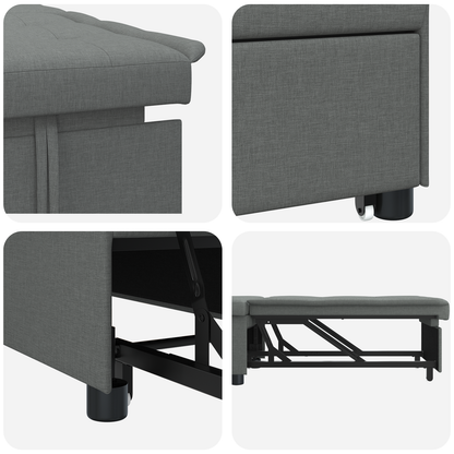 3-in-1 Sofa Bed - Uittrekbaar Ontwerp, Donkergrijze Stof