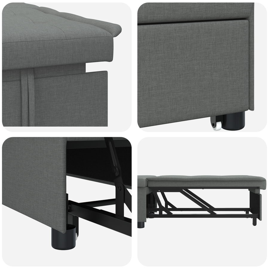 3-in-1 Sofa Bed - Uittrekbaar Ontwerp, Donkergrijze Stof