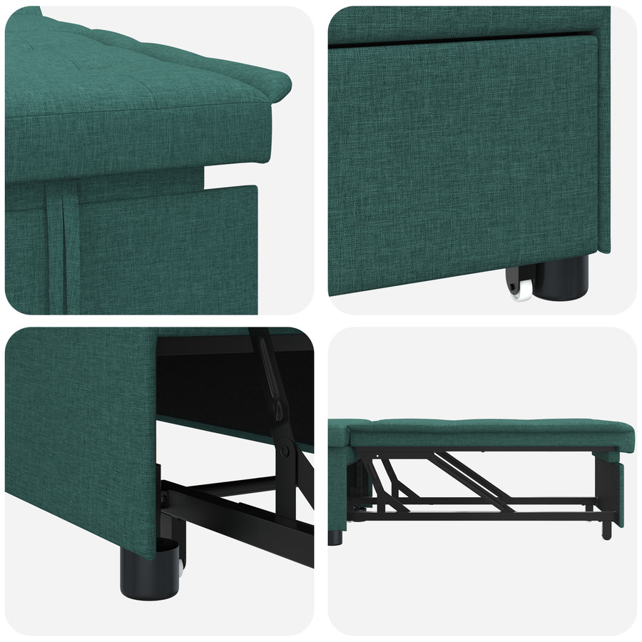 3-in-1 Sofa Bed - Uittrekbaar ontwerp in donkergroene stof