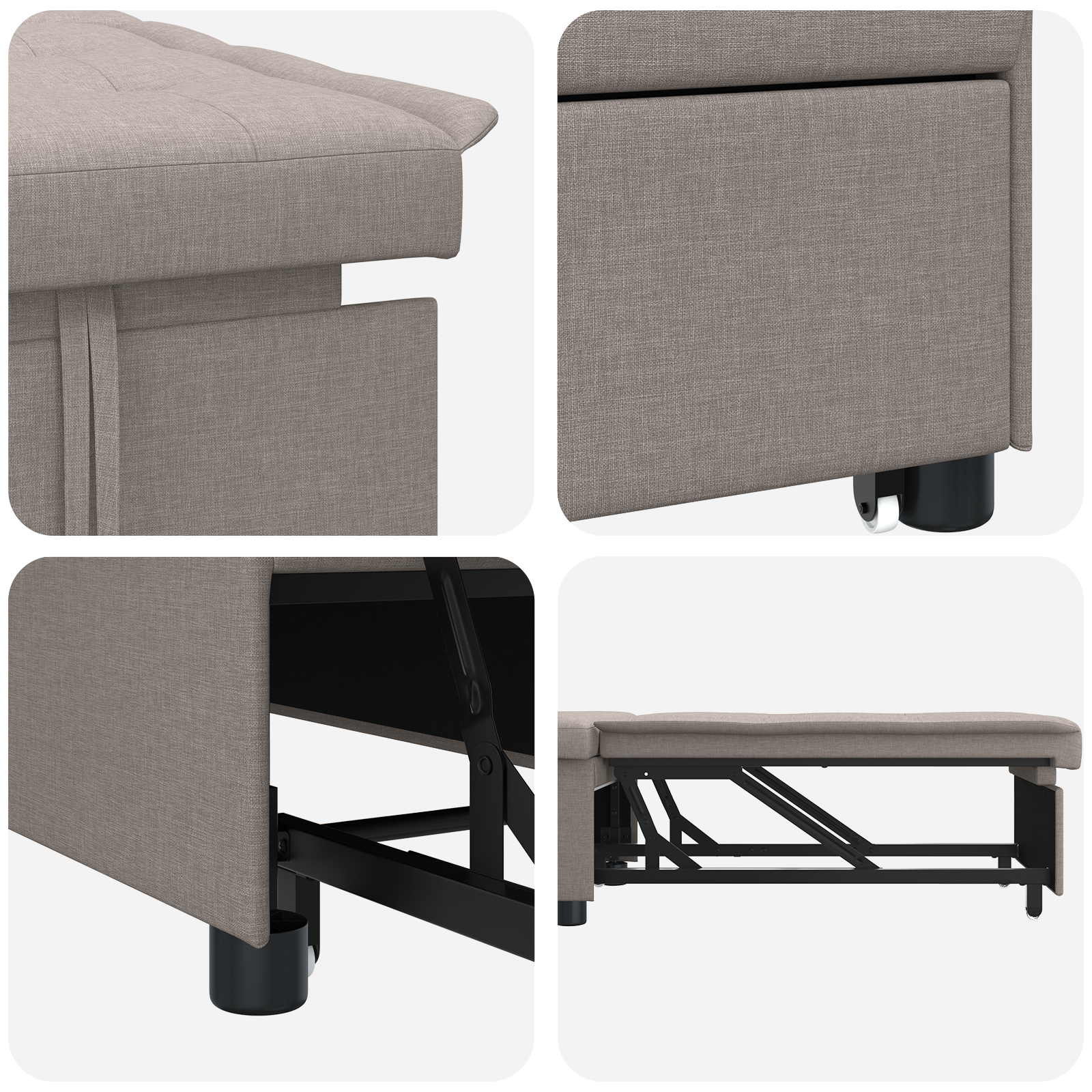 Sofa Bed 3-in-1 Uittrekbare Ontwerp in Taupe Stof