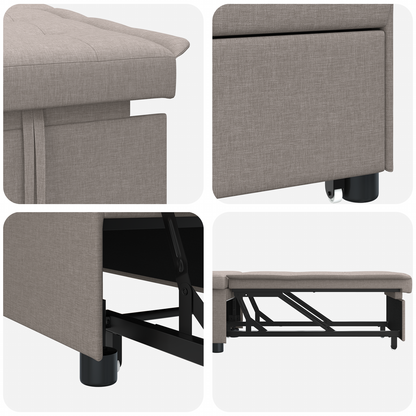 Sofa Bed 3-in-1 Uittrekbare Ontwerp in Taupe Stof