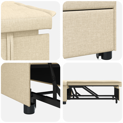 Sofa Bed 3-in-1 Uittrekbaar Ontwerp in Crème Stof