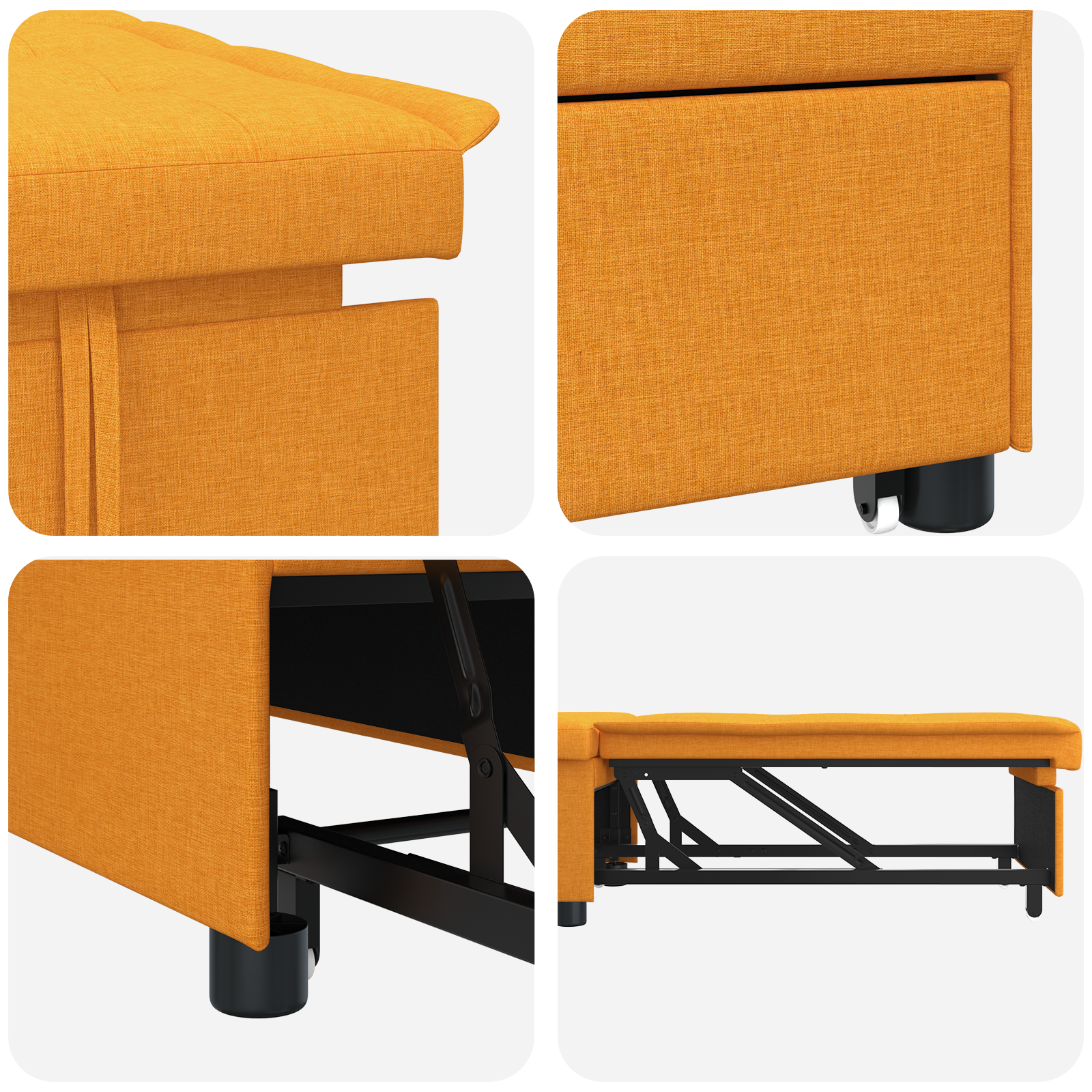 Sofa Bed 3-in-1 Uittrekbaar Ontwerp in Donkergeel Stof