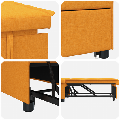 Sofa Bed 3-in-1 Uittrekbaar Ontwerp in Donkergeel Stof