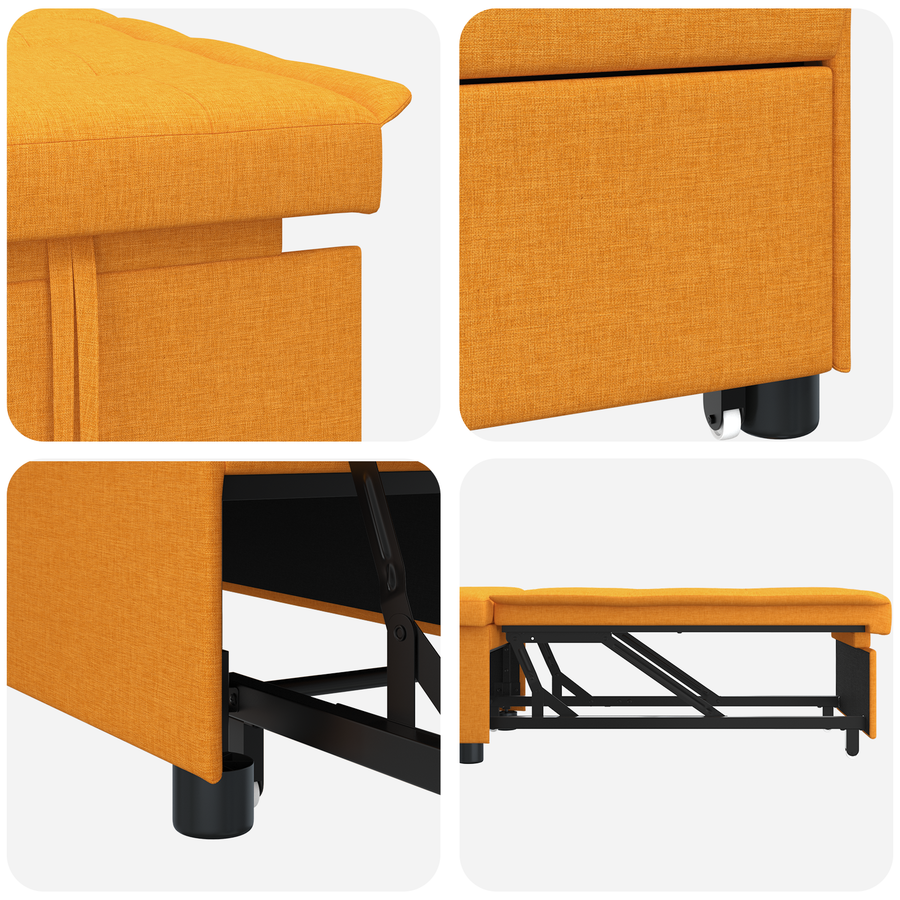 Sofa Bed 3-in-1 Uittrekbaar Ontwerp in Donkergeel Stof