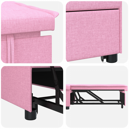 3-in-1 Sofa Bed in Roze Stof