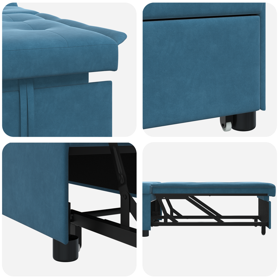 3-in-1 Uittrekbaar Sofabed Blauw Fluweel