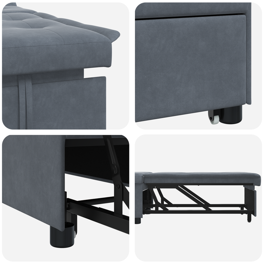 3-in-1 Sofa Bed Uittrekbaar Donkergrijs Velvet