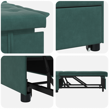 3-in-1 Sofa Bed Uittrekbaar Donkergroen Fluweel