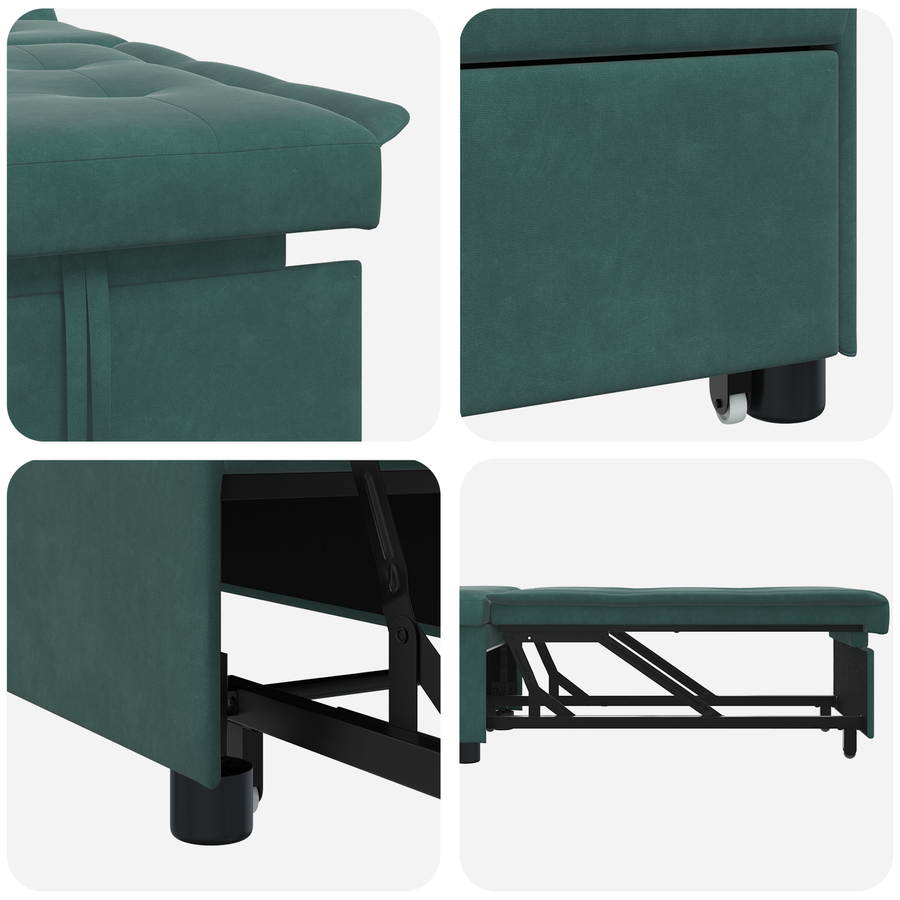 3-in-1 Sofa Bed Uittrekbaar Donkergroen Fluweel