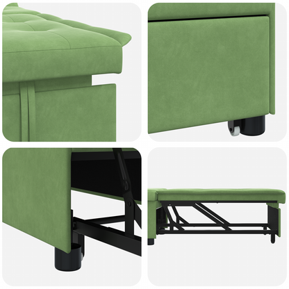 3-in-1 Sofa Bed Uitklapbaar Lichtgroen Velours