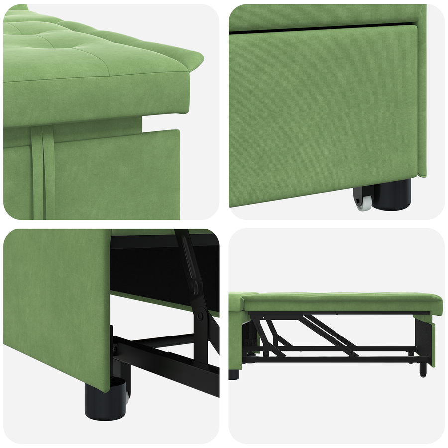 3-in-1 Sofa Bed Uitklapbaar Lichtgroen Velours