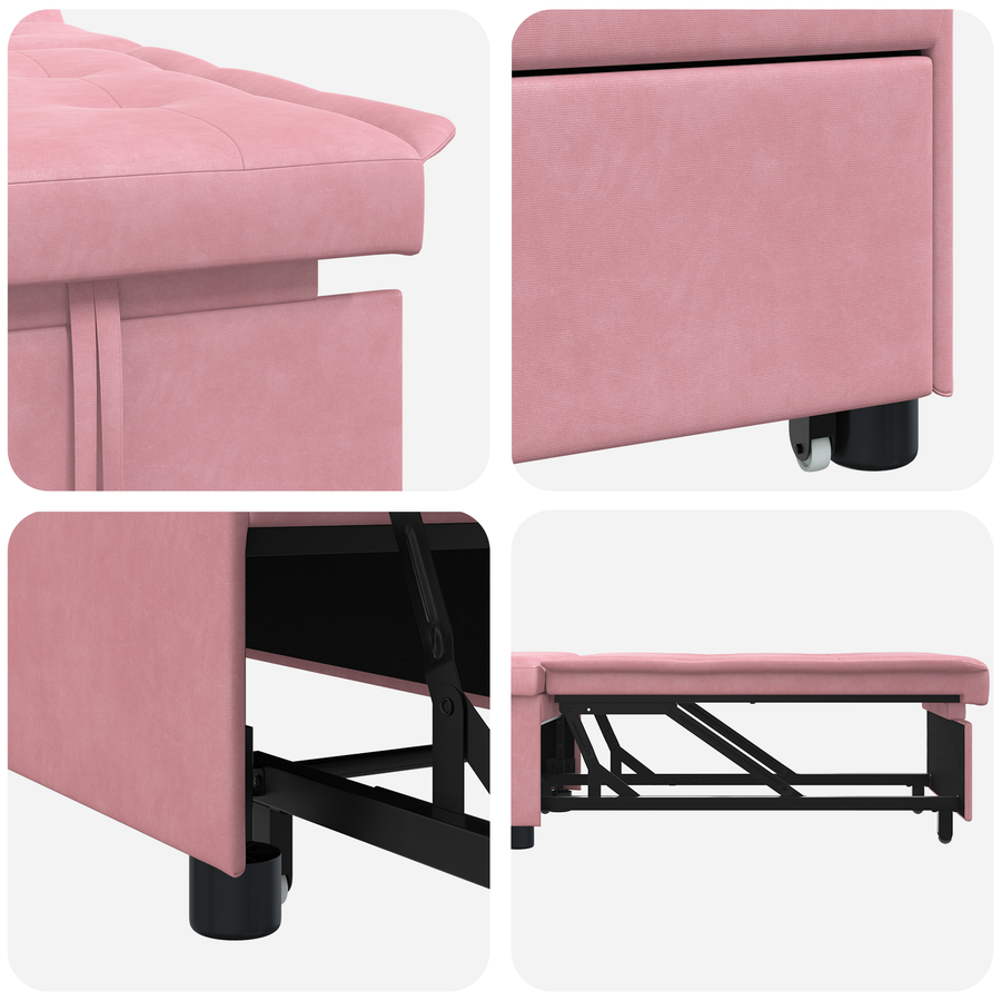 3-in-1 Sofa Bed Uittrekmodel Roze Fluweel
