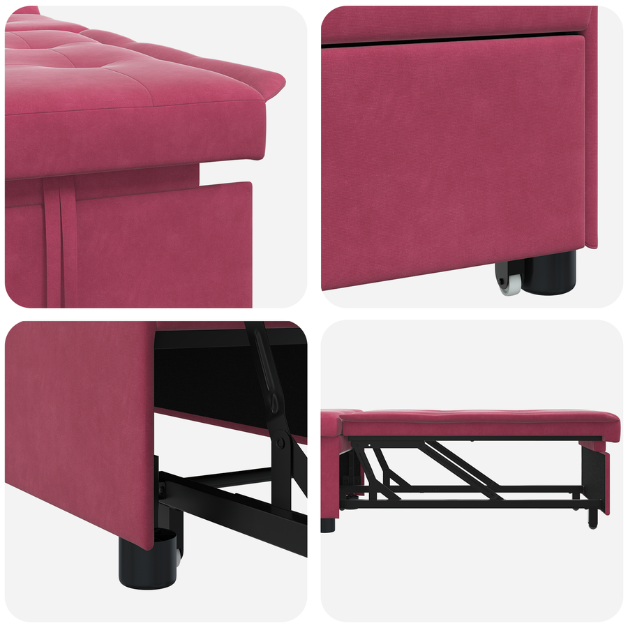 3-in-1 Ligbed Bordeauxrood Fluweel