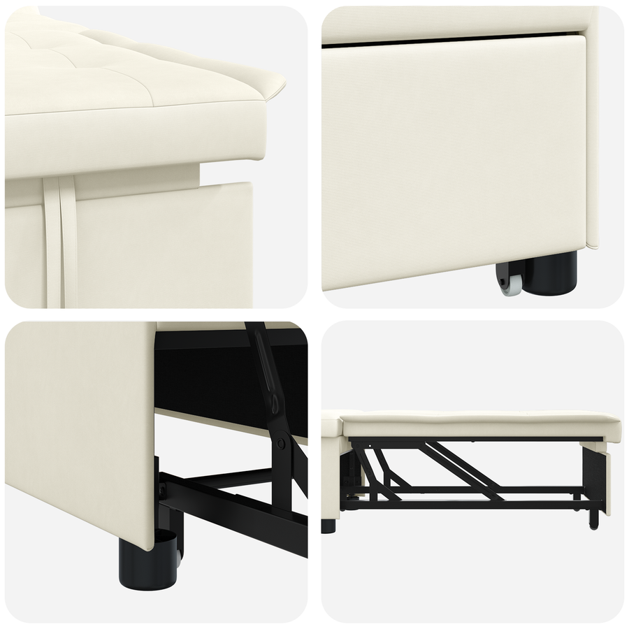 3-in-1 Uittrekbaar Sofa Bed in Crème Velours