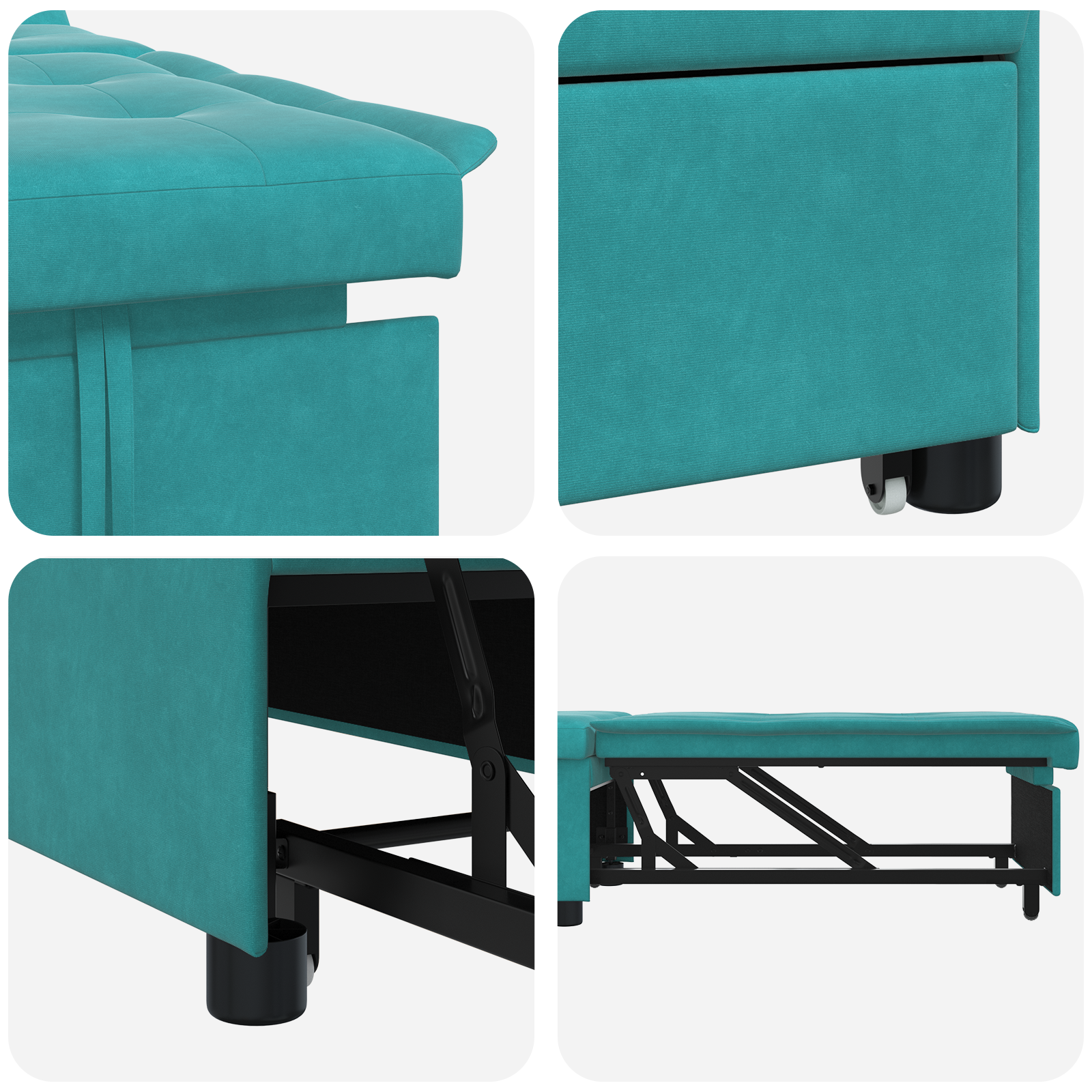 Slaapbank 3-in-1 Uittrekbaar Turquoise Fluweel
