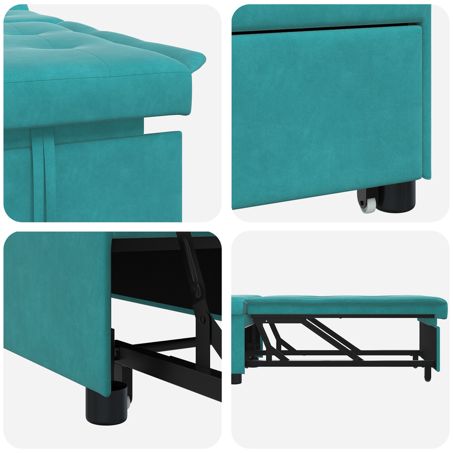 Slaapbank 3-in-1 Uittrekbaar Turquoise Fluweel