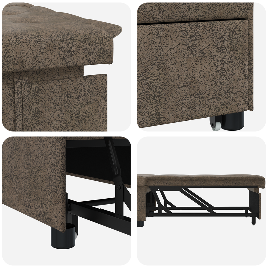 3-in-1 Uittrekbaar Sofa Bed in Legergroen Faux Suede