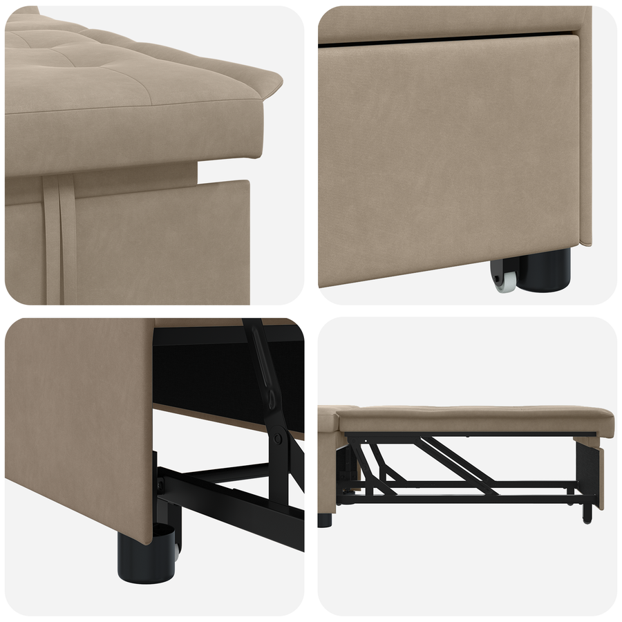 Slaapbank 3-in-1 Uittrekbaar Ontwerp Taupe Stof